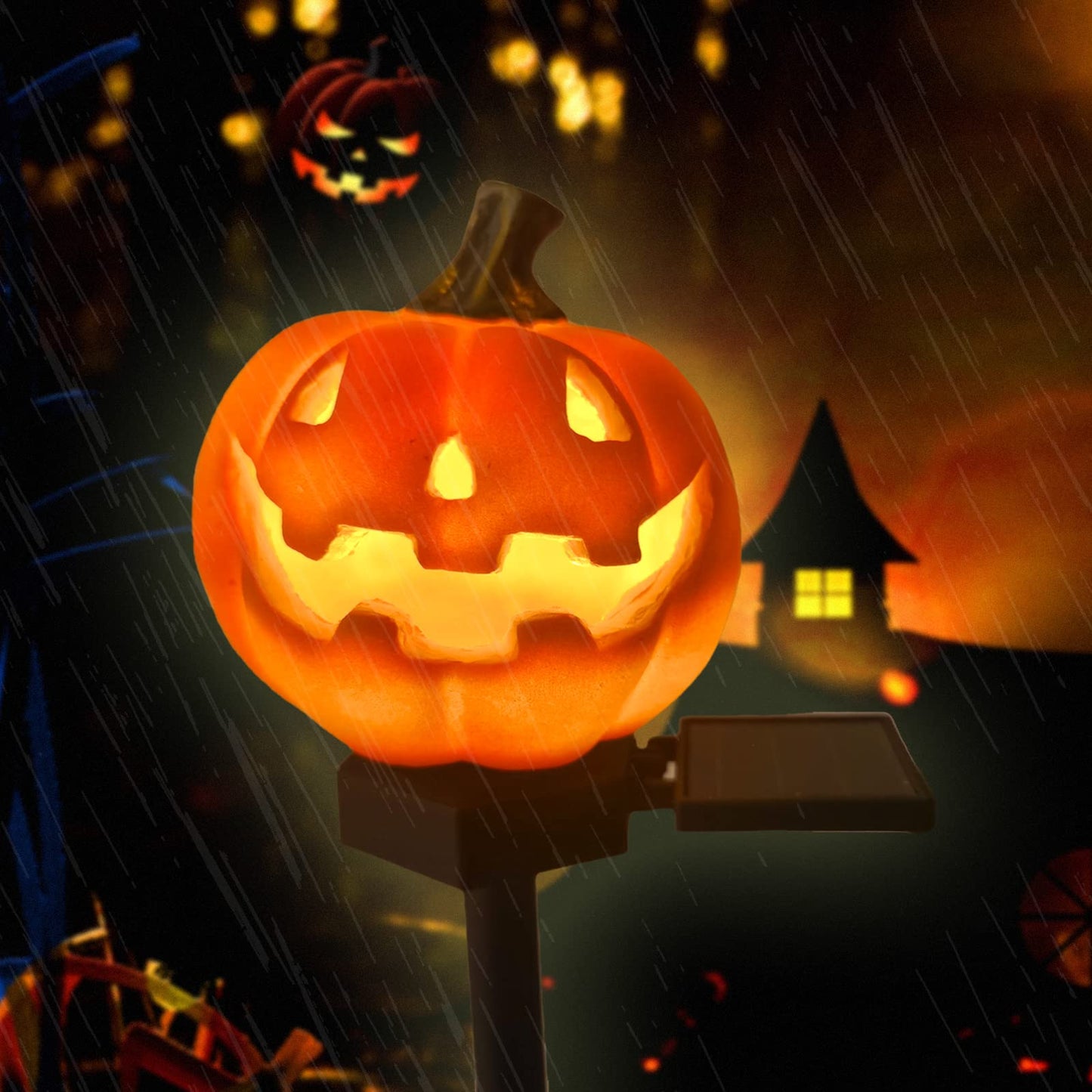 QH & Garden Halloween Outdoor Decoration Solar Lights, Waterproof Ghost Lights, Skull Solar Garden Lights with Black Crow on Skull, Skeleton Stakes with LED Lights, Stunning Halloween Decorations