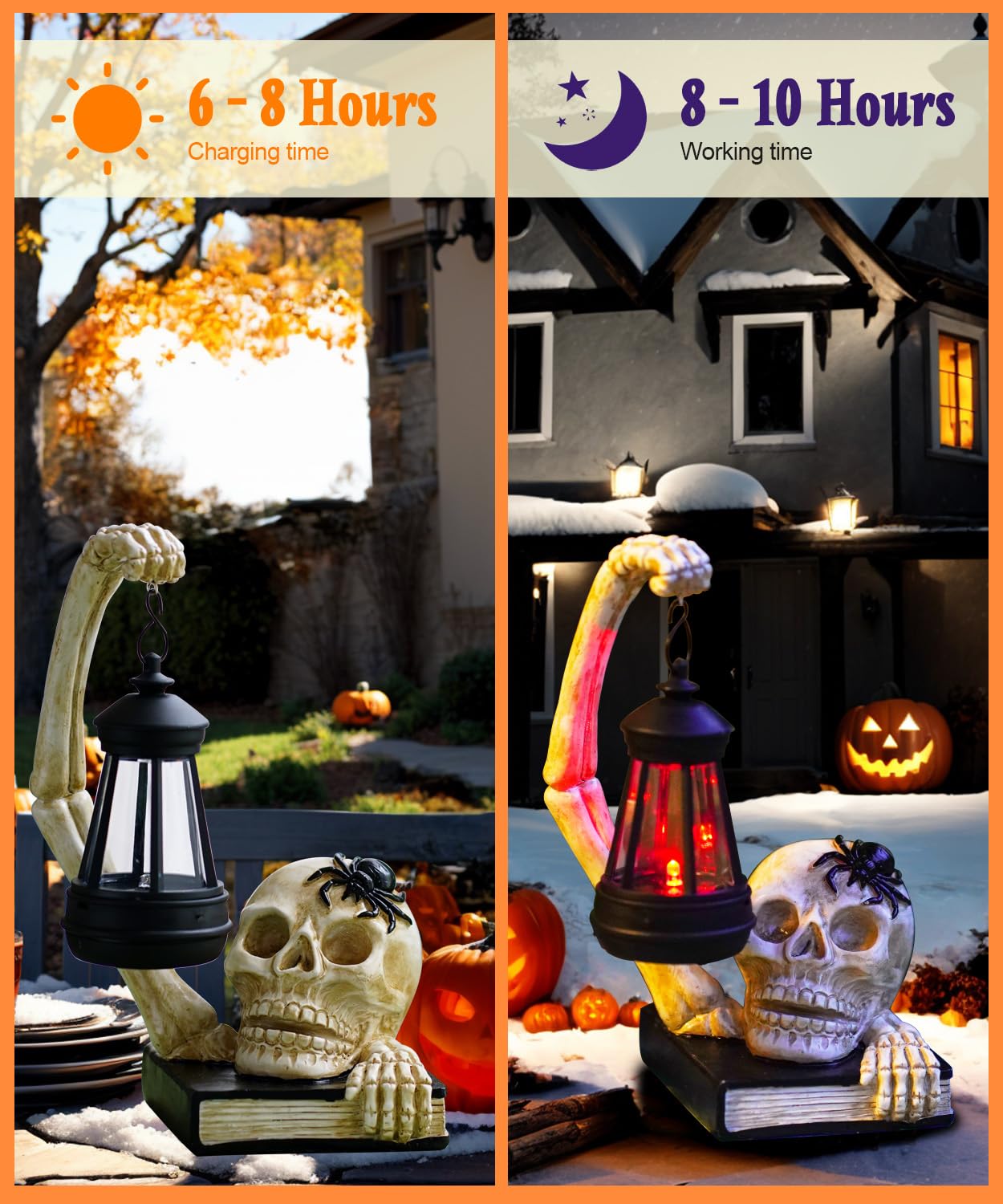 Nacome Halloween Solar Skull Statue Decor: Scary Skeleton Garden Decorations for Outdoor, Holiday, Party, Indoor, Yard, Lawn - Ideal Gag Choice for Men, Father, Birthday [White]