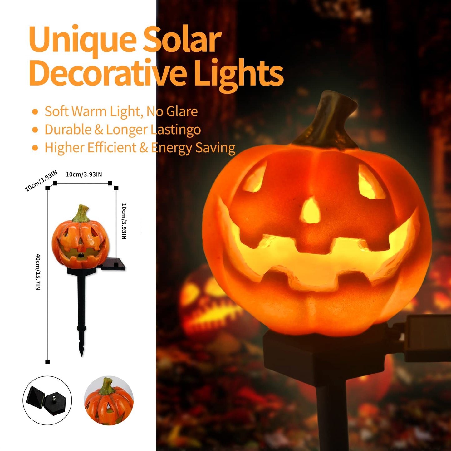 QH & Garden Halloween Outdoor Decoration Solar Lights, Waterproof Ghost Lights, Skull Solar Garden Lights with Black Crow on Skull, Skeleton Stakes with LED Lights, Stunning Halloween Decorations
