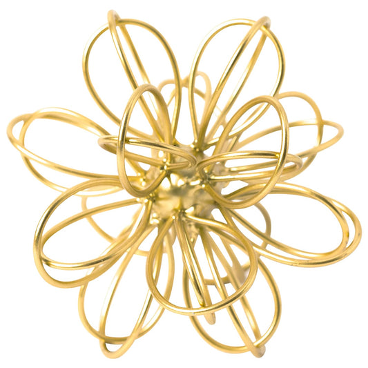 5.5" Metal Geometric Table Top Decor, Gold Abstract Floral Sculpture, Modern Metal Geometric Decorative Sphere, Table Art Decorations Orb for Living Room Bedroom Office Home Decor