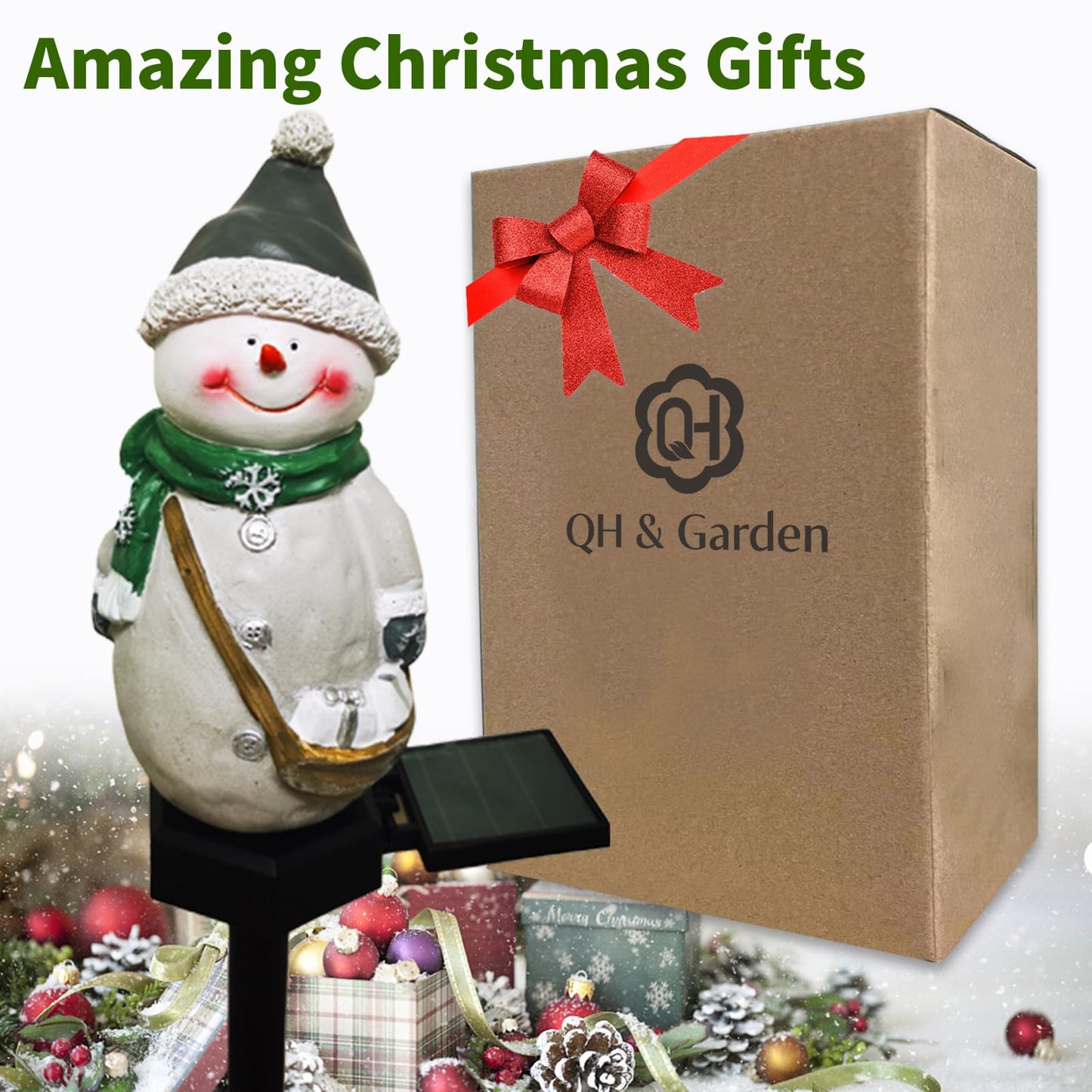 QH & Garden Halloween Outdoor Decoration Solar Lights, Waterproof Ghost Lights, Skull Solar Garden Lights with Black Crow on Skull, Skeleton Stakes with LED Lights, Stunning Halloween Decorations