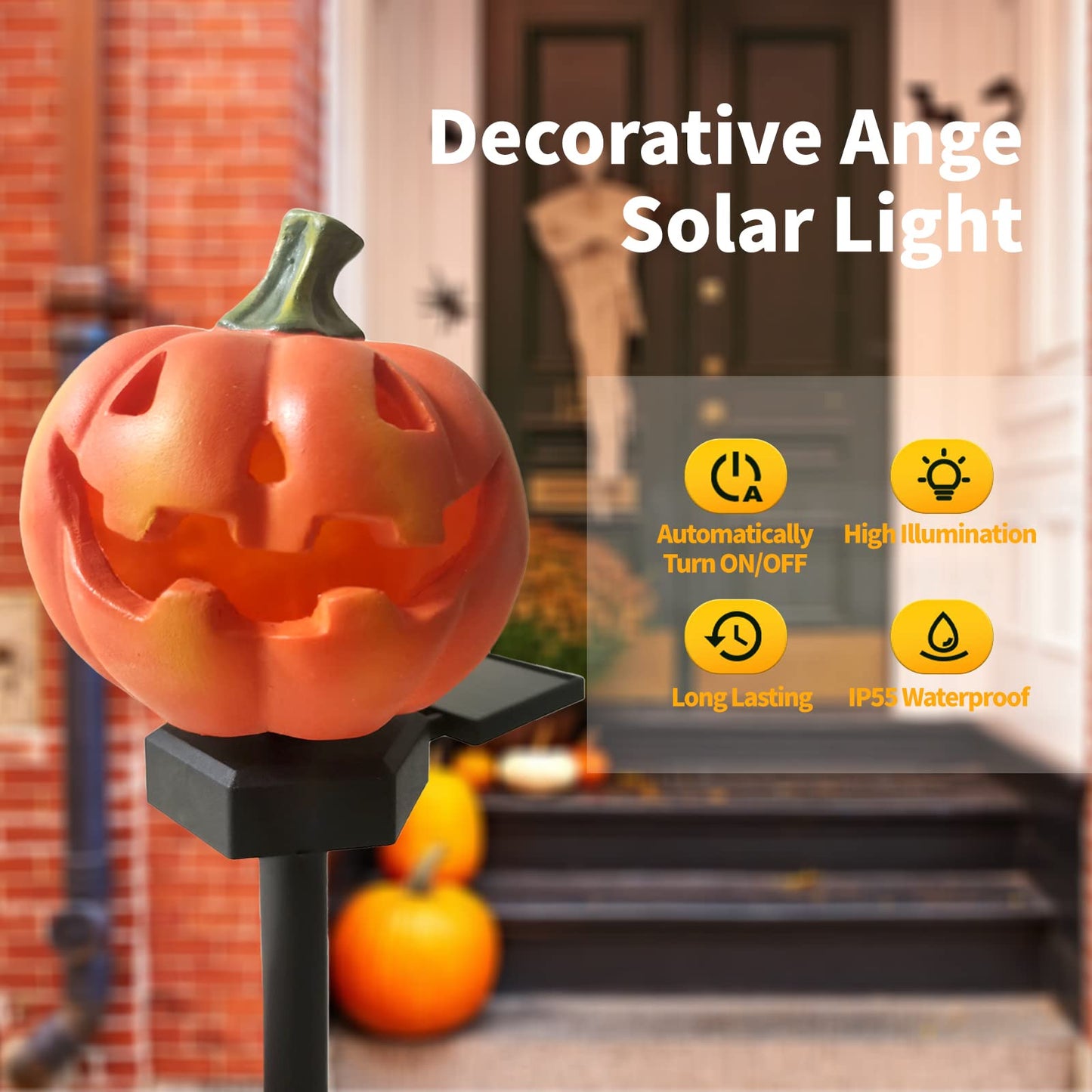 QH & Garden Halloween Outdoor Decoration Solar Lights, Waterproof Ghost Lights, Skull Solar Garden Lights with Black Crow on Skull, Skeleton Stakes with LED Lights, Stunning Halloween Decorations