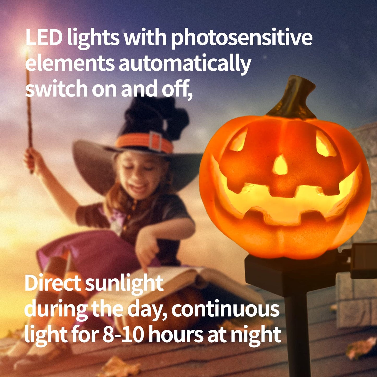 QH & Garden Halloween Outdoor Decoration Solar Lights, Waterproof Ghost Lights, Skull Solar Garden Lights with Black Crow on Skull, Skeleton Stakes with LED Lights, Stunning Halloween Decorations