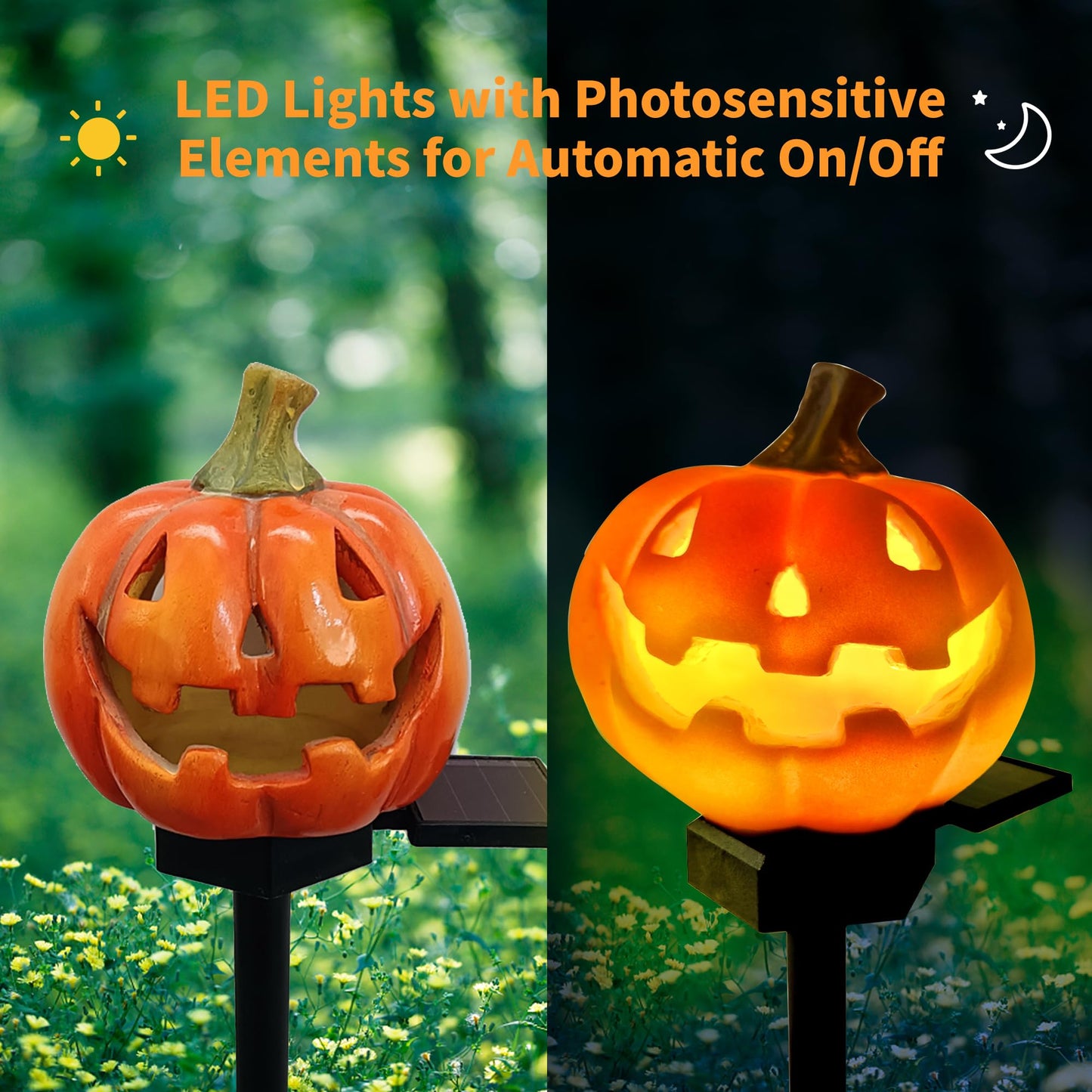 QH & Garden Halloween Outdoor Decoration Solar Lights, Waterproof Ghost Lights, Skull Solar Garden Lights with Black Crow on Skull, Skeleton Stakes with LED Lights, Stunning Halloween Decorations