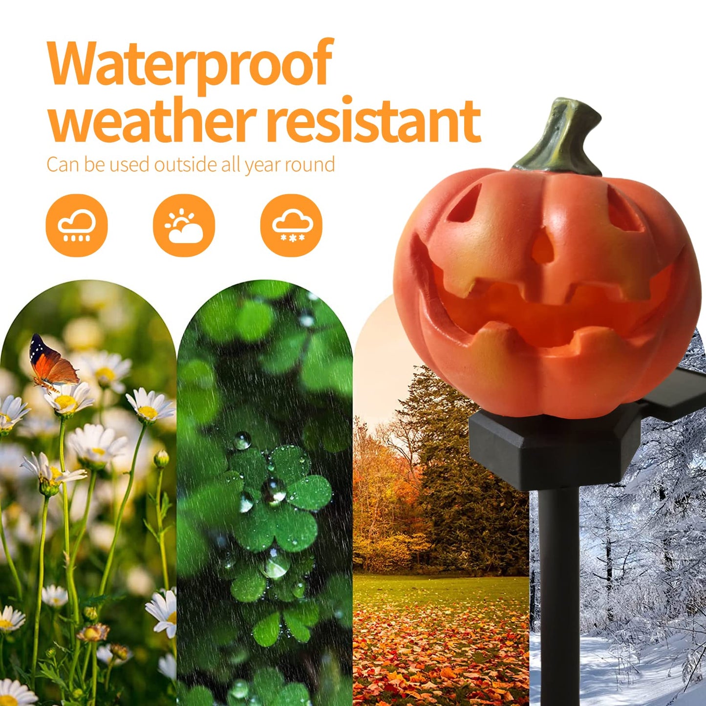 QH & Garden Halloween Outdoor Decoration Solar Lights, Waterproof Ghost Lights, Skull Solar Garden Lights with Black Crow on Skull, Skeleton Stakes with LED Lights, Stunning Halloween Decorations
