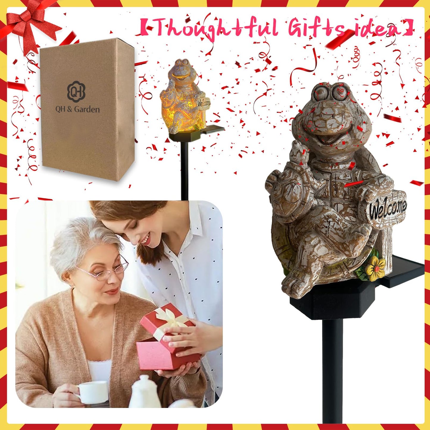 QH & Garden Halloween Outdoor Decoration Solar Lights, Waterproof Ghost Lights, Skull Solar Garden Lights with Black Crow on Skull, Skeleton Stakes with LED Lights, Stunning Halloween Decorations